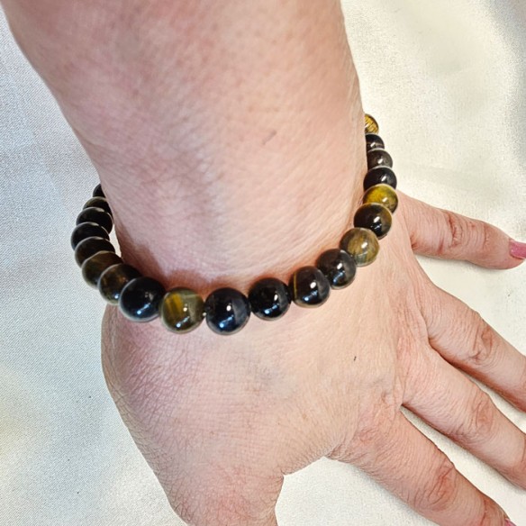 Pulsera de bola de ojo de buey de 8mm. Elegancia mineral