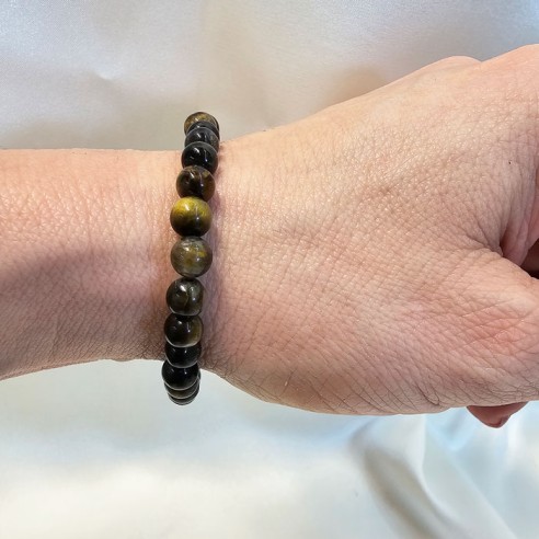 Pulsera de bola de ojo de buey de 8mm. Elegancia mineral