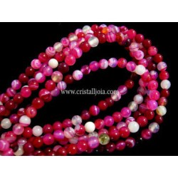 Ágata listada fucsia hilo bolas 2mm