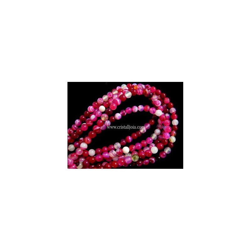 Ágata listada fucsia hilo bolas 2mm