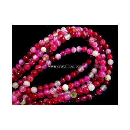 Ágata listada fucsia hilo bolas 2mm