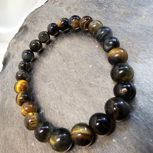 Pulsera de bolas de mineral de ojo de tigre de 8 mm