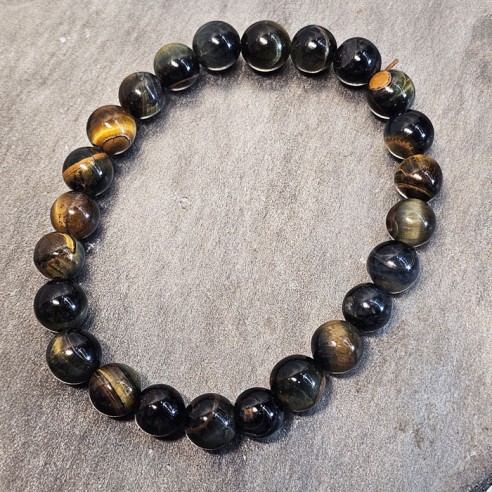 Pulsera de bolas de mineral de ojo de tigre de 8 mm
