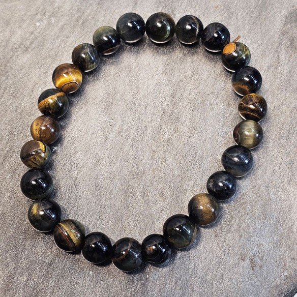 Pulsera de bolas de mineral de ojo de tigre de 8 mm