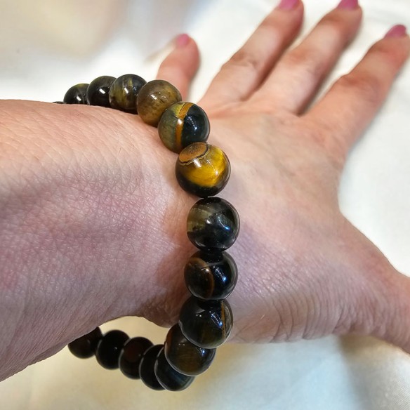 Pulsera de bolas de mineral de ojo de tigre de 8 mm