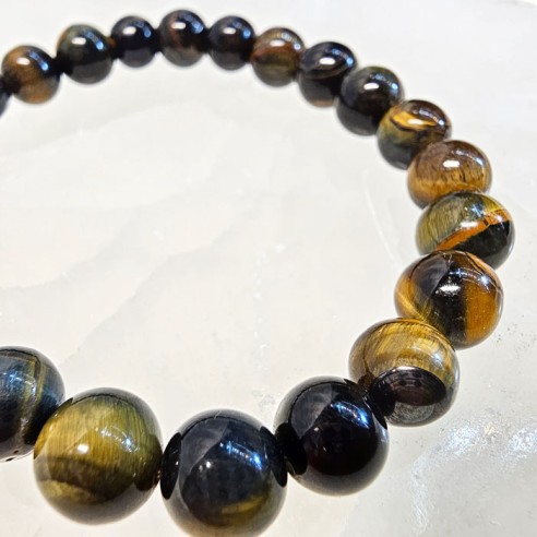 Pulsera de bolas de mineral de ojo de tigre de 8 mm