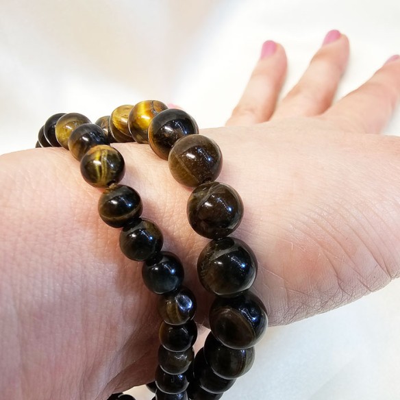 Pulsera de bolas de mineral de ojo de tigre de 8 mm