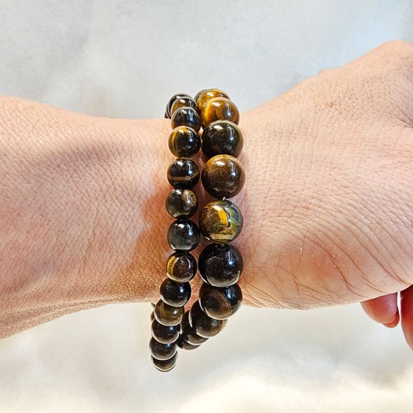 Pulsera de bolas de mineral de ojo de tigre de 8 mm