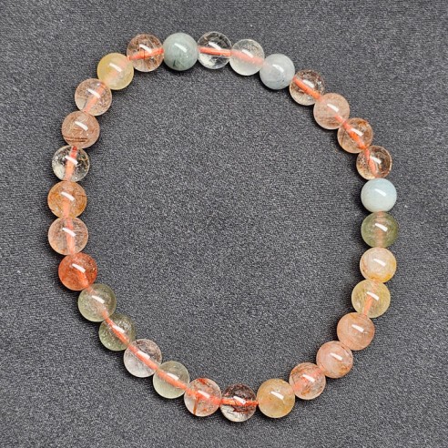 Pulsera de bolas de cuarzos rutilados variados de 6 mm