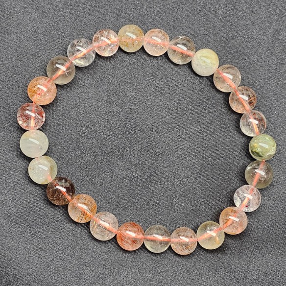 Pulsera de bolas de cuarzos rutilados variados de 8 mm