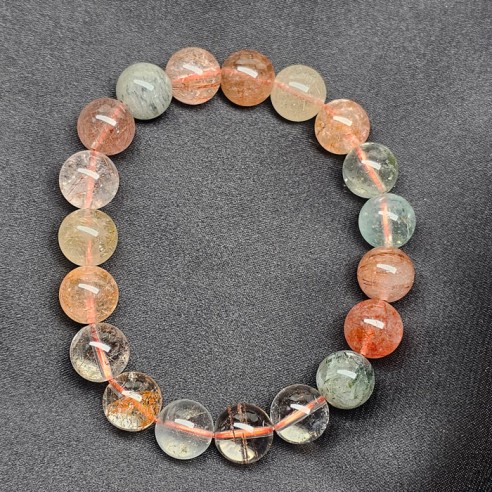 Pulsera de bolas de 10 mm de cuarzos rutilados variados 