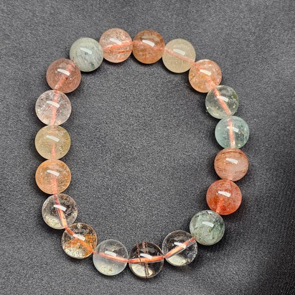 Pulsera de bolas de 10 mm de cuarzos rutilados variados 