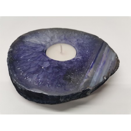 Posa velas placa ágata listada lila