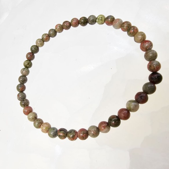 Pulsera de bola de unakita de 4mm