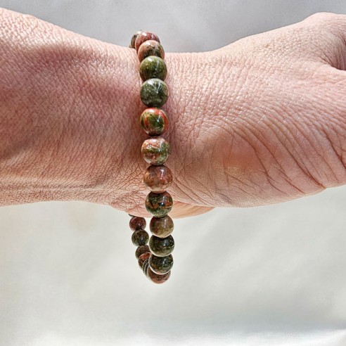 Pulsera de bola de unakita de 6mm