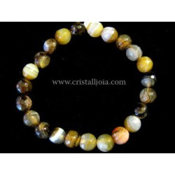 Pulsera bola lapidada de agata listada marron de 8mm