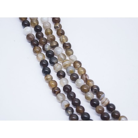Hilo ágata listada marrón bola de 4 mm