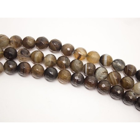 Ágata listada marrón hilo bolas lapidadas 8mm