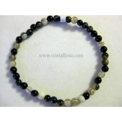 Pulsera agata listada negra bola de 4mm