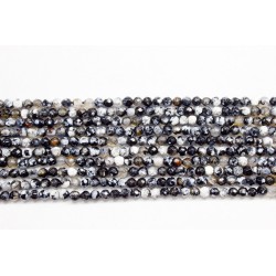Ágata listada negro hilo bolas lapidadas 3mm