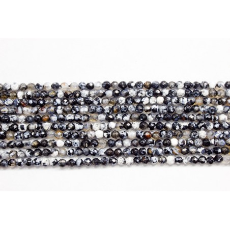 Ágata listada negro hilo bolas lapidadas 3mm