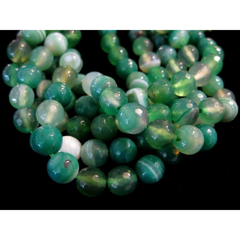 Ágata listada verde hilo bolas lapidadas 10mm