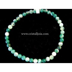 Pulsera agata listada verde bola de 4mm