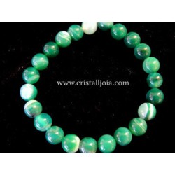 Pulsera agata listada verde bola de 8mm