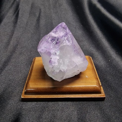 Polished rectangular wooden base for minerals