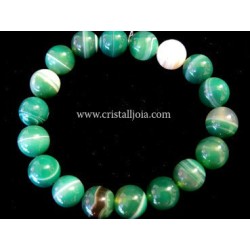 Pulsera agata listada verde bola de 10mm