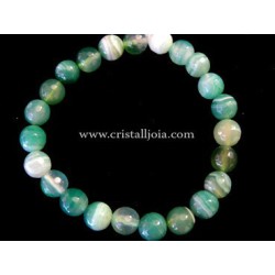 Pulsera agata listada verde bola facteda de 8mm