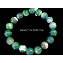 Pulsera agata listada verde bola facteda de 10mm