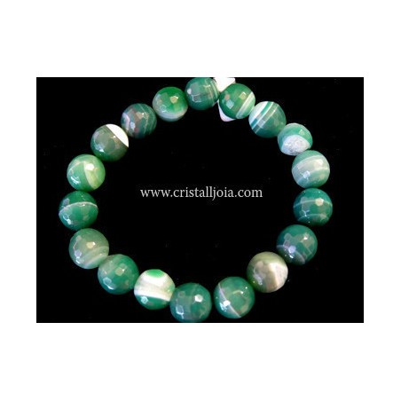 Pulsera agata listada verde bola facteda de 10mm