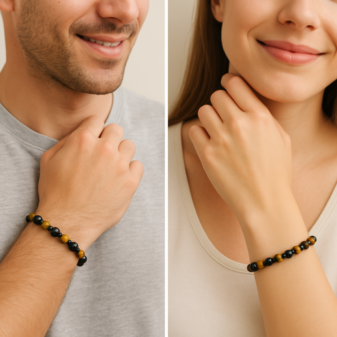 Pulsera Mineral Escudo Triple Protección contra Mal de Ojo y Envidias