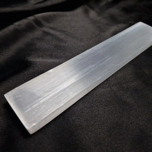 Flat selenite bar. Moonlight in your hands.