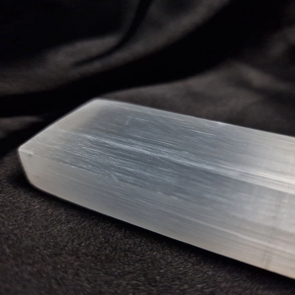 Flat selenite bar. Moonlight in your hands.