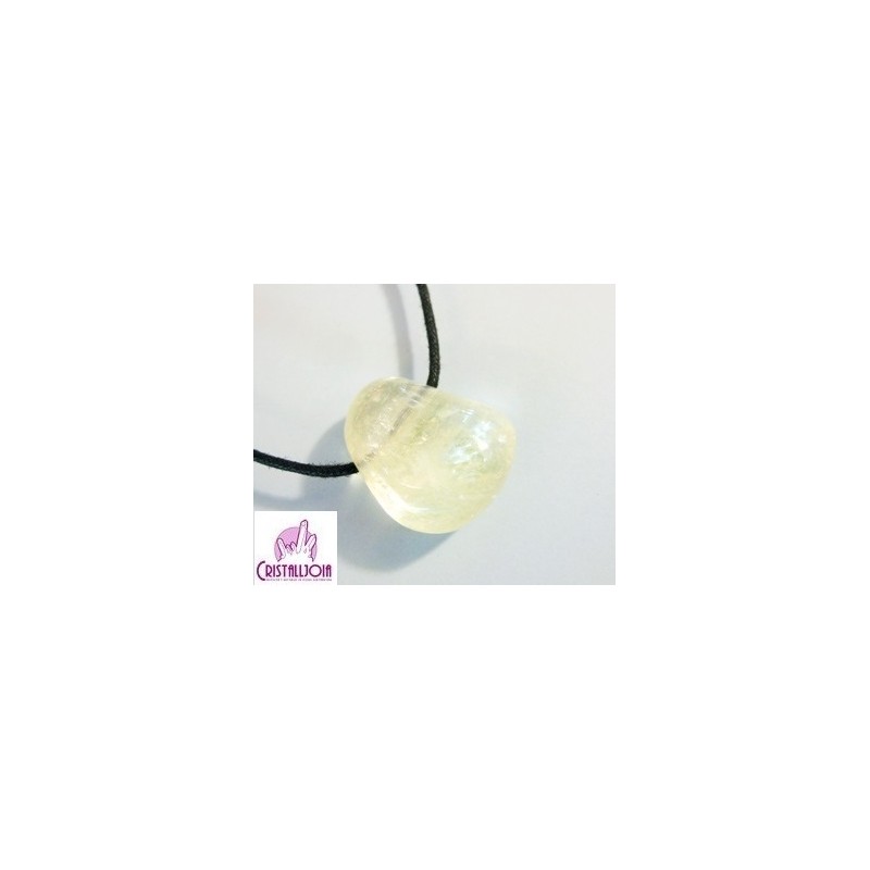 Calcita miel colgante rodada oval agujero