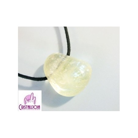 Calcita miel colgante rodada oval agujero