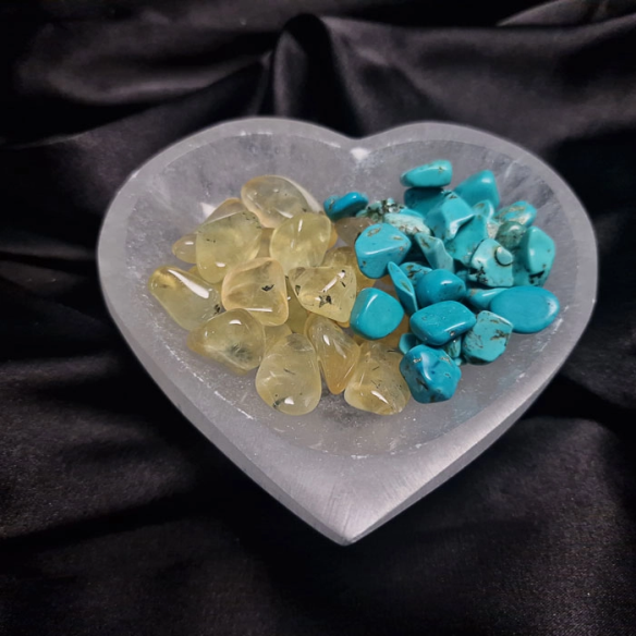 Heart-shaped selenite bowl. Moonlight in your hands.