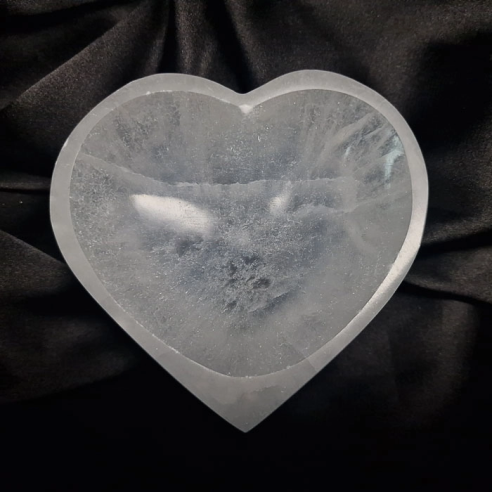 Heart-shaped selenite bowl. Moonlight in your hands.