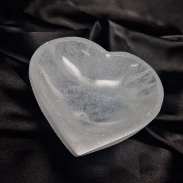 Heart-shaped selenite bowl. Moonlight in your hands.