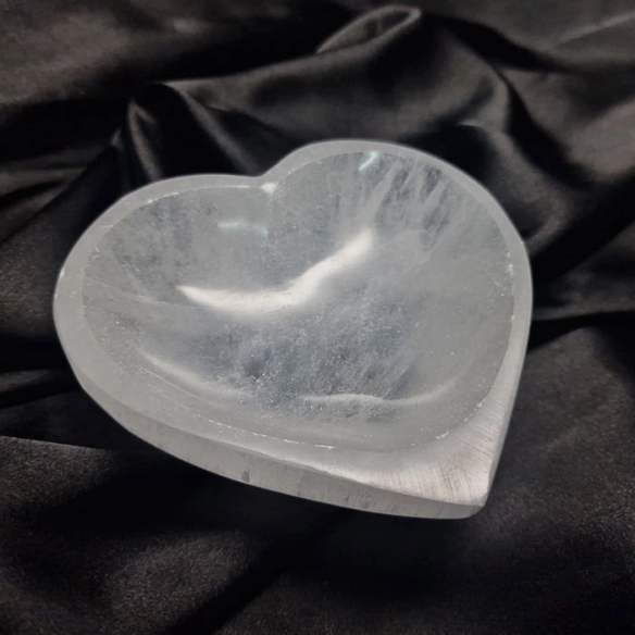 Heart-shaped selenite bowl. Moonlight in your hands.