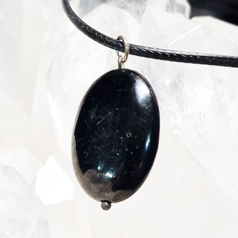 Shungite Oval Pendant. Carbon is fundamental for life