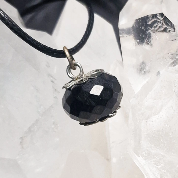 Shungite Faceted Disc Pendant. Carbon is life