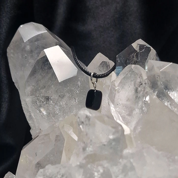 Shungite Faceted Cylindrical Pendant. Carbon, the basis of life.