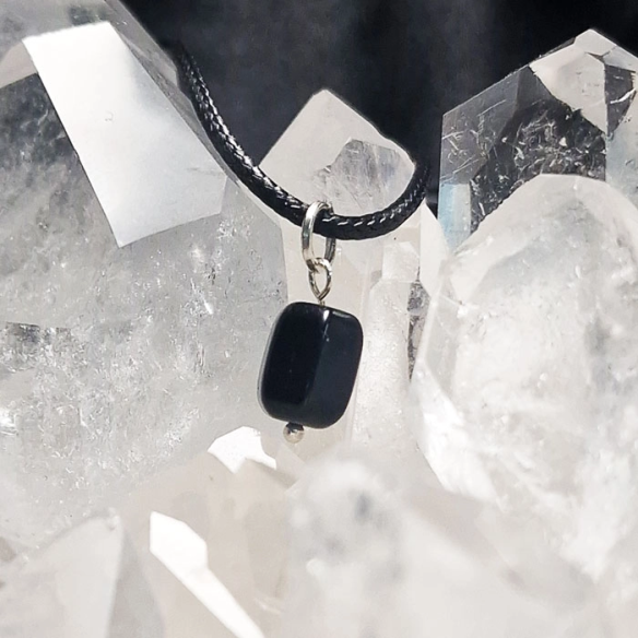 Shungite Faceted Cylindrical Pendant. Carbon, the basis of life.