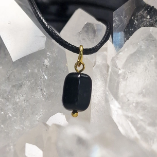 Shungite Pendant, Gold-Plated Faceted Cylinder