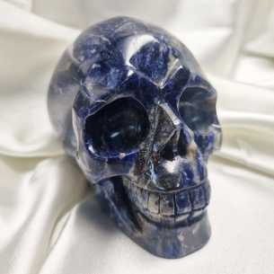 Sodalite skull figure. The skull evokes memory