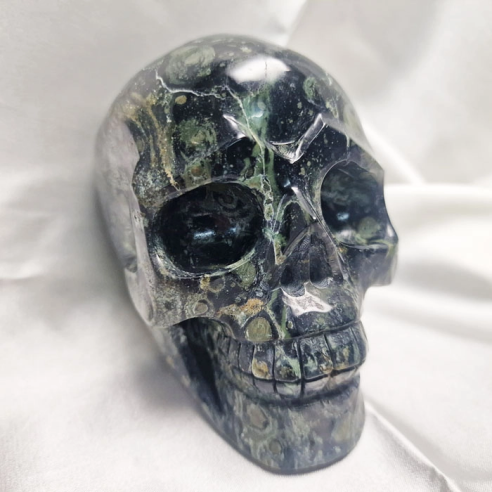 Kambaba jasper skull figure. The skull evokes memory