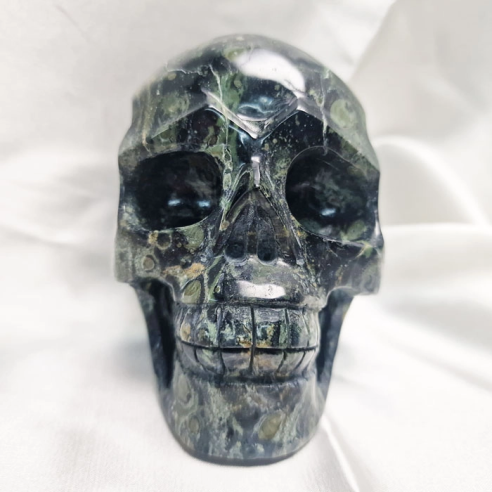 Kambaba jasper skull figure. The skull evokes memory